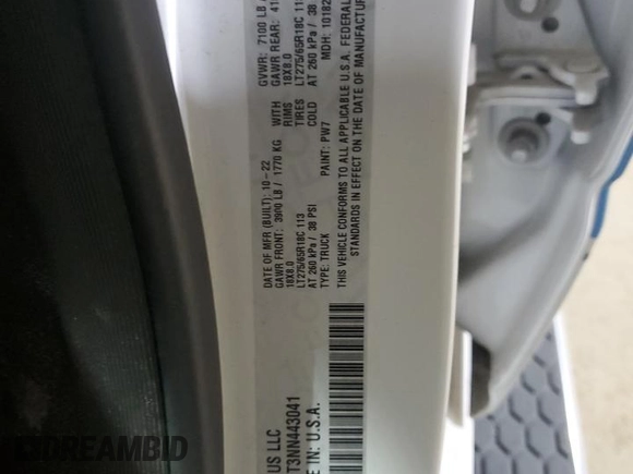2022 Ram 1500 Big Horn with VIN 1C6SRFMT3NN443041, listed as a Copart auction lot 87381464 with 38,208 mi miles and Salvage title. Bid and sale history available at DreamBid. Image 12.
