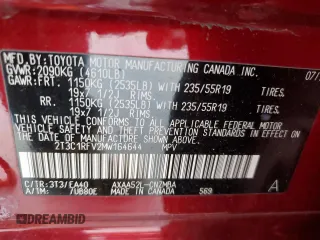 2021 Toyota RAV4 XLE Premium with VIN 2T3C1RFV2MW164644, listed as a Copart auction lot 65607935 with 19,667 mi miles and Salvage title. Bid and sale history available at DreamBid. Image 13.