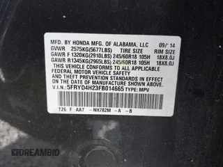2015 Acura MDX with VIN 5FRYD4H23FB014665, listed as a IAAI auction lot 42146423 with 90,776 mi miles and . Bid and sale history available at DreamBid. Image 9.