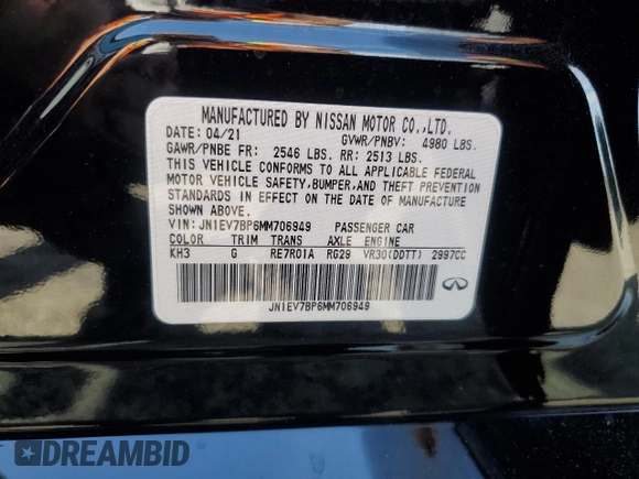 2021 Infiniti Q50 Luxe z VIN JN1EV7BP6MM706949, wystawiony jako Copart lot #60077404 z przebiegiem 63 817 mil mil oraz Szkoda całkowita • Salvage title. Historia ofert i sprzedaży dostępna na DreamBid. Obrazek 12.