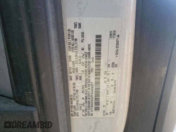 2015 Ford Transit Cargo с VIN 1FTSW3XG7FKA02577, выставлен на аукционе Copart как лот 55274015 с пробегом 685 182 миль миль и Списание • Salvage title. История ставок и продаж доступна на DreamBid. Изображение 13.