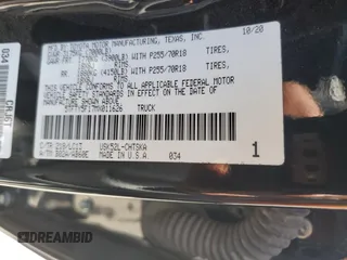 2021 Toyota Tundra SR with VIN 5TFTY5F17MX011626, listed as a Copart auction lot 56368065 with 43,949 mi miles and Salvage title. Bid and sale history available at DreamBid. Image 12.