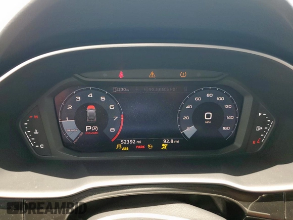 2023 Audi Q3 S line Premium with VIN WA1DECF32P1074282, listed as a Copart auction lot 58596045 with 52,392 mi miles and Salvage title. Bid and sale history available at DreamBid. Image 9.