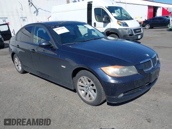 2006 BMW 3 Series 325i with VIN WBAVB135X6PT14717, listed as a IAAI auction lot 42077681 with 180,979 mi miles. Bid and sale history available at carsss.com. Image 1.