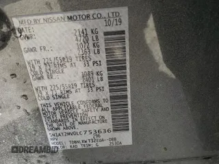 2020 Nissan Rogue SL with VIN 5N1AT2MV0LC753636, listed as a Copart auction lot 52916885 with Not Provided miles and Non Repairable. Bid and sale history available at DreamBid. Image 13.