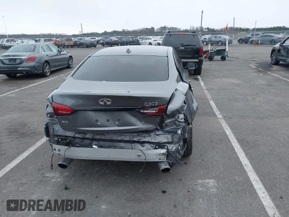 2021 Infiniti Q50 Red Sport 400 with VIN JN1FV7DR9MM880162, listed as a IAAI auction lot 41244912 with 44,943 mi miles and . Bid and sale history available at DreamBid. Image 16.