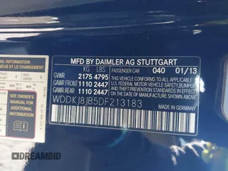 2013 Mercedes-Benz E-Class E 350 with VIN WDDKJ8JB5DF213183, listed as a IAAI auction lot 41891419 with 132,564 mi miles. Bid and sale history available at carsss.com. Image 9.