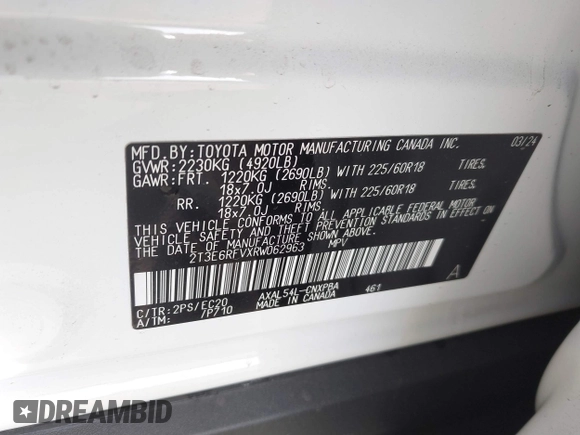 2024 Toyota RAV4 Hybrid XSE with VIN 2T3E6RFVXRW062963, listed as a IAAI auction lot 41400670 with 5,568 mi miles. Bid and sale history available at carsss.com. Image 9.