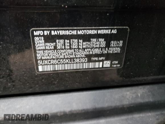 2019 BMW X5 xDrive40i with VIN 5UXCR6C55KLL38393, listed as a Copart auction lot 71419812 with 29,244 mi miles. Bid and sale history available at carsss.com. Image 12.