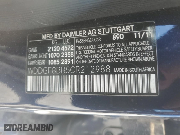 2012 Mercedes-Benz C 300 Sport z VIN WDDGF8BB5CR212988, wystawiony jako Copart lot #62689835 z przebiegiem 94 782 mil mil oraz Szkoda całkowita • Salvage title. Historia ofert i sprzedaży dostępna na DreamBid. Obrazek 12.