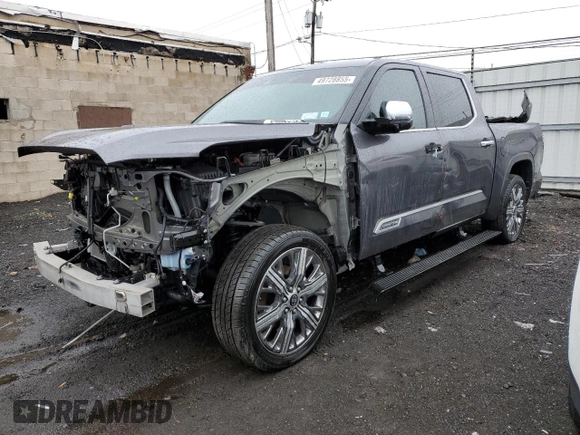 2022 Toyota Tundra Capstone Hybrid with VIN 5TFVC5DB9NX007727, listed as a Copart auction lot 49728855 with 42,542 mi miles and Salvage title. Bid and sale history available at DreamBid. Image 1.