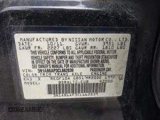 2012 Nissan Sentra SR with VIN 3N1AB6AP3CL662839, listed as a IAAI auction lot 42208273 with 226,528 mi miles and . Bid and sale history available at DreamBid. Image 9.