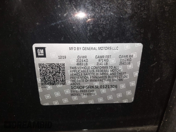 2020 Cadillac CT5 Sport with VIN 1G6DP5RK5L0121306, listed as a IAAI auction lot 42097468 with 38,841 mi miles and . Bid and sale history available at DreamBid. Image 9.