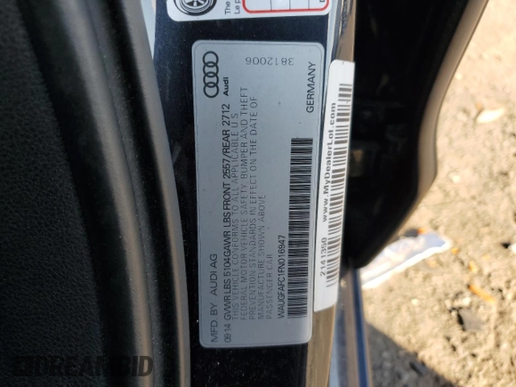 2015 Audi A6 2.0T Premium Plus with VIN WAUGFAFC1FN016947, listed as a Copart auction lot 72059002 with 111,111 mi miles. Bid and sale history available at carsss.com. Image 14.