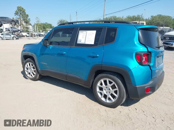 2020 Jeep Renegade Latitude with VIN ZACNJAB10LPM09870, listed as a IAAI auction lot 42063390 with 59,201 mi miles. Bid and sale history available at carsss.com. Image 3.