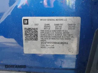 2017 Chevrolet Bolt EV LT z VIN 1G1FW6S00H4186094, wystawiony jako IAAI lot #41678309 z przebiegiem 43 781 mil mil oraz . Historia ofert i sprzedaży dostępna na DreamBid. Obrazek 9.