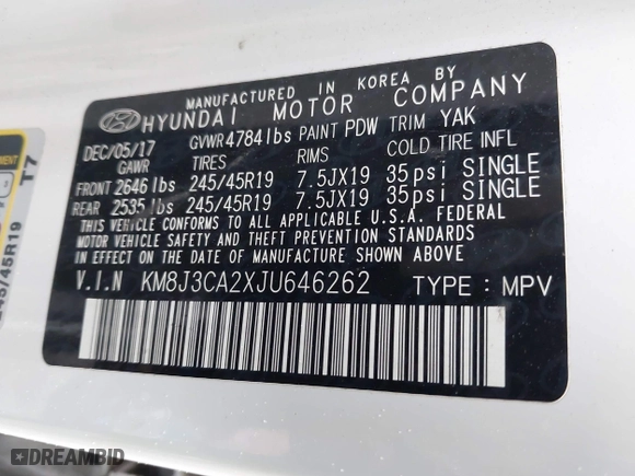 2018 Hyundai Tucson Value with VIN KM8J3CA2XJU646262, listed as a IAAI auction lot 41955929 with 1 mi miles. Bid and sale history available at carsss.com. Image 9.