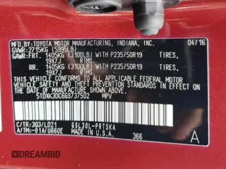 2016 Toyota Sienna SE with VIN 5TDXK3DC6GS737502, listed as a Copart auction lot 57361275 with 110,512 mi miles and Salvage title. Bid and sale history available at DreamBid. Image 13.