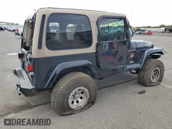 2002 Jeep Wrangler Sahara with VIN 1J4FA59S02P740550, listed as a Copart auction lot 47607795 with 182,187 mi miles and Salvage Title. Bid and sale history available at carsss.com. Image 3.