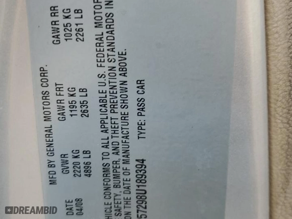 2008 Buick Lucerne CX with VIN 1G4HP57298U189394, listed as a Copart auction lot 48947755 with 132,174 mi miles and Salvage Title. Bid and sale history available at carsss.com. Image 12.