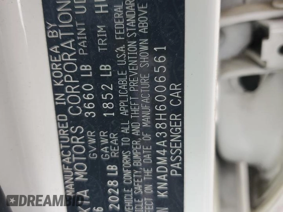 2017 Kia Rio LX z VIN KNADM4A38H6006561, wystawiony jako Copart lot #56056635 z przebiegiem 60 199 mil mil oraz Szkoda całkowita • Salvage title. Historia ofert i sprzedaży dostępna na DreamBid. Obrazek 12.