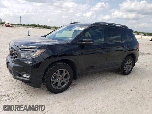 2025 Honda Passport TrailSport z VIN 5FNYF8H6XSB020043, wystawiony jako Copart lot #55141675 z przebiegiem 895 mil mil oraz Szkoda całkowita • Salvage title. Historia ofert i sprzedaży dostępna na DreamBid. Obrazek 1.