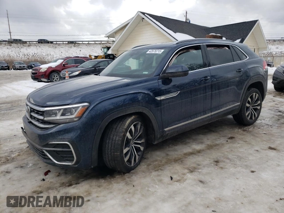 2021 Volkswagen Atlas SEL Premium R-Line with VIN 1V2FE2CA3MC206217, listed as a Copart auction lot 42675215 with 61,723 mi miles and Salvage title. Bid and sale history available at DreamBid. Image 1.