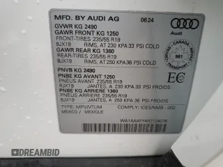 2024 Audi Q5 Komfort with VIN WA1AAAFY4R2124076, listed as a Copart auction lot 84029874 with 66 mi miles and Non Repairable. Bid and sale history available at carsss.com. Image 13.