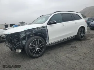 2023 Mercedes-Benz GLS with VIN 4JGFF8GE6PA985767, listed as a Copart auction lot 43654615 with 28,522 mi miles and Salvage Title. Bid and sale history available at carsss.com. Image 1.