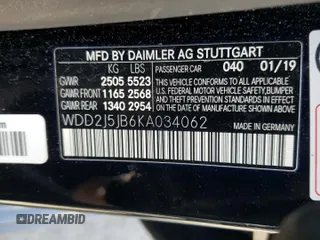 2019 Mercedes-Benz CLS with VIN WDD2J5JB6KA034062, listed as a Copart auction lot 37729504 with 100,924 mi miles. Bid and sale history available at carsss.com. Image 12.
