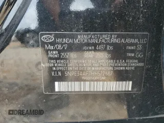 2017 Hyundai Sonata Sport with VIN 5NPE34AF7HH572687, listed as a Copart auction lot 54331865 with 112,471 mi miles and Salvage Title. Bid and sale history available at carsss.com. Image 12.