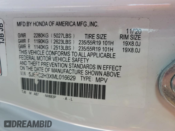 2021 Acura RDX z VIN 5J8TC2H3XML016629, wystawiony jako Copart lot #54707845 z przebiegiem 28 206 mil mil oraz Szkoda całkowita • Salvage title. Historia ofert i sprzedaży dostępna na DreamBid. Obrazek 13.