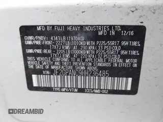 2017 Subaru Crosstrek Limited with VIN JF2GPANC9HH236485, listed as a IAAI auction lot 42603928 with 61,138 mi miles and . Bid and sale history available at DreamBid. Image 9.