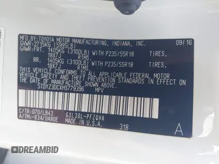 2017 Toyota Sienna XLE Auto Access Seat with VIN 5TDYZ3DCXHS779396, listed as a IAAI auction lot 41634198 with 99,283 mi miles and . Bid and sale history available at DreamBid. Image 9.