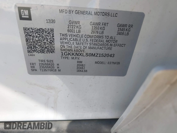 2021 GMC Acadia Denali с VIN 1GKKNXLS0MZ152043, выставлен на аукционе IAAI как лот 41069403 с пробегом 50 984 миль миль и . История ставок и продаж доступна на DreamBid. Изображение 9.