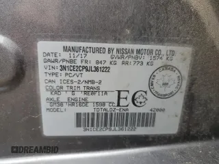 2018 Nissan Note SV with VIN 3N1CE2CP9JL361222, listed as a Copart auction lot 55271605 with Not provided miles and Salvage title. Bid and sale history available at DreamBid. Image 13.