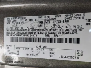 2013 Ford Escape SEL с VIN 1FMCU9HX4DUC34174, выставлен на аукционе IAAI как лот 41781517 с пробегом Не указан миль и . История ставок и продаж доступна на DreamBid. Изображение 9.