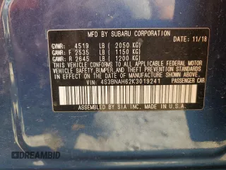 2019 Subaru Legacy Premium with VIN 4S3BNAH62K3019241, listed as a Copart auction lot 70605694 with 161,596 mi miles and Salvage Title. Bid and sale history available at carsss.com. Image 13.