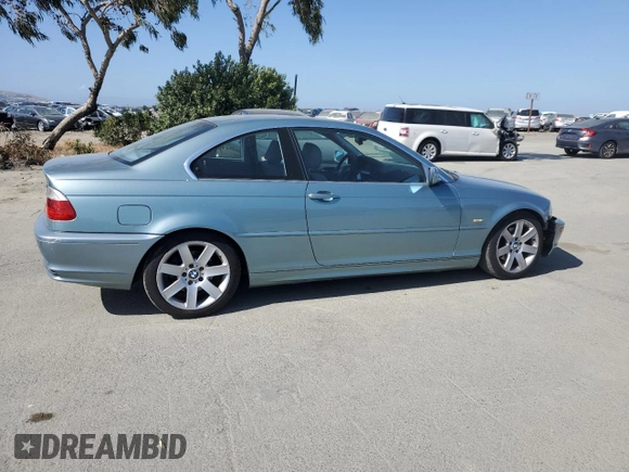 2003 BMW 3 Series 325Ci with VIN WBABN33423PG60319, listed as a Copart auction lot 55254215 with 138,800 mi miles and Clean Title. Bid and sale history available at carsss.com. Image 3.