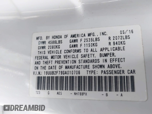 2016 Acura TLX Advance with VIN 19UUB2F79GA010706, listed as a IAAI auction lot 41561543 with 158,869 mi miles and . Bid and sale history available at DreamBid. Image 9.