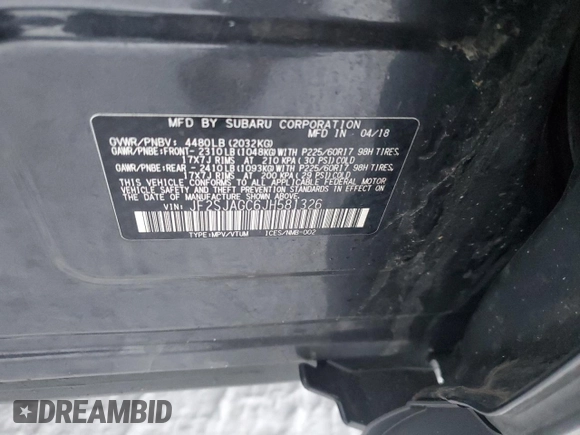 2018 Subaru Forester Premium with VIN JF2SJAGC6JH581326, listed as a Copart auction lot 87641075 with 76,361 mi miles and Clean Title. Bid and sale history available at DreamBid. Image 13.