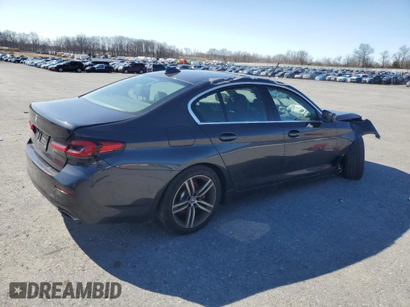 2021 BMW 5 Series 530i xDrive with VIN WBA13BJ0XMWX14935, listed as a Copart auction lot 49419975 with Not Provided miles and Clean Title. Bid and sale history available at carsss.com. Image 3.