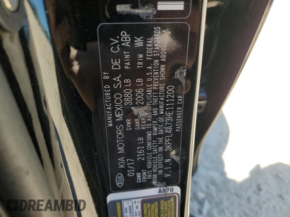 2017 Kia Forte S with VIN 3KPFL4A73HE111200, listed as a Copart auction lot 53618745 with 101,193 mi miles and Salvage Title. Bid and sale history available at DreamBid. Image 15.