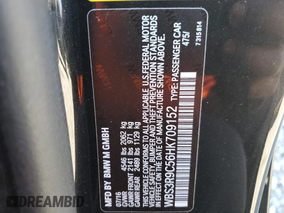 2017 BMW M4 with VIN WBS3R9C56HK709152, listed as a Copart auction lot 39086444 with 42,412 mi miles. Bid and sale history available at carsss.com. Image 14.