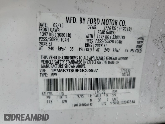 2015 Ford Explorer XLT with VIN 1FM5K7D89FGC65987, listed as a Copart auction lot 51113845 with 113,901 mi miles and Clean Title. Bid and sale history available at carsss.com. Image 13.