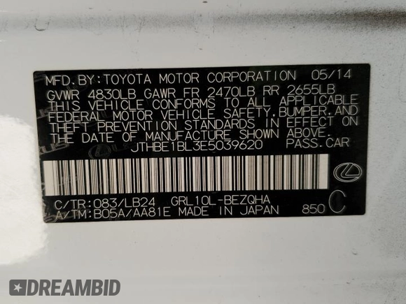 2014 Lexus GS 350 z VIN JTHBE1BL3E5039620, wystawiony jako Copart lot #48433225 z przebiegiem 120 436 mil mil oraz Szkoda całkowita • Salvage title. Historia ofert i sprzedaży dostępna na DreamBid. Obrazek 13.