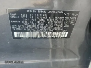 2022 Subaru Ascent Limited with VIN 4S4WMALDXN3439775, listed as a Copart auction lot 61900265 with 49,842 mi miles and Salvage title. Bid and sale history available at DreamBid. Image 14.