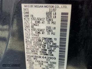 2008 Nissan Pathfinder S with VIN 5N1AR18U58C643909, listed as a Copart auction lot 47435565 with 210,390 mi miles and Salvage Title. Bid and sale history available at carsss.com. Image 15.
