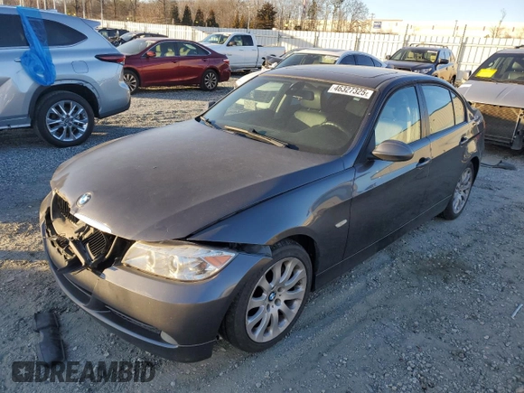 2007 BMW 3 Series 328xi with VIN WBAVC93507KZ72007, listed as a Copart auction lot 46327325 with 144,556 mi miles and Salvage Title. Bid and sale history available at carsss.com. Image 1.