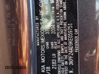 2019 Kia Forte LXS с VIN 3KPF24AD9KE059751, выставлен на аукционе Copart как лот 61624175 с пробегом 129 441 миль миль и Списание • Salvage title. История ставок и продаж доступна на DreamBid. Изображение 12.